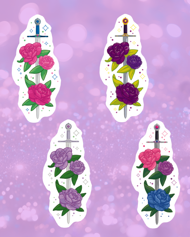 Stickers - Sword and peonies